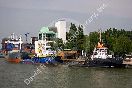 Tug boats at the Port of Rotterdam, Netherlands.