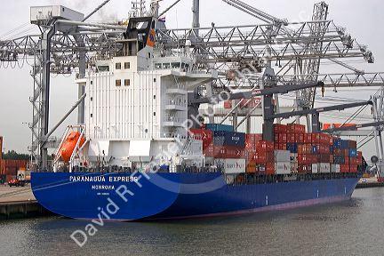 Container ship at the Port of Rotterdam, Netherlands.