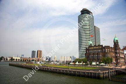 Buildings on the harbor at Rotterdam, Netherlands.