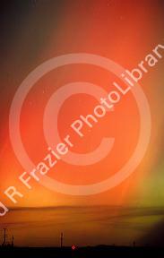 Aurora borealis, northern lights at midnight east of Boise, Idaho following an unusually intense solar storm.