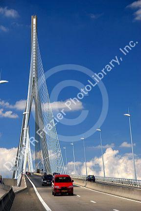 The Pont de Normandie (Bridge of Normandy) is a cable-stayed suspension bridge that crosses the river Seine linking Le Havre to Honfleur, Normandy, France.