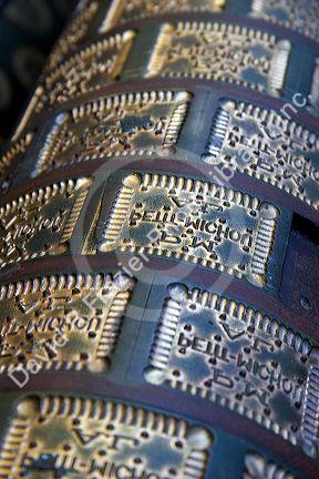A cookie press at a biscuit factory near Le Mont Saint Michel in the region of Basse-Normandie, France.