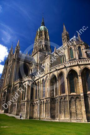 The Bayeux Cathedral in the commune of Bayeux in the region of Basse-Normandie, Normandy, France.