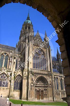 The Bayeux Cathedral in the commune of Bayeux in the region of Basse-Normandie, Normandy, France.