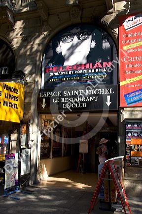 The entrance to the Espace Saint Michel cinema in Paris, France.