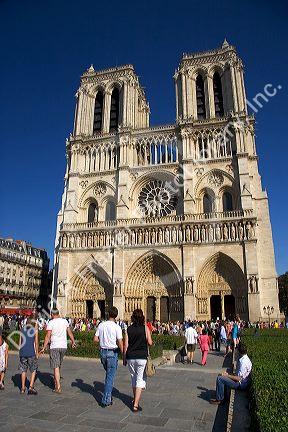 Visitors at the Notre Dame cathedral in Paris, France.
