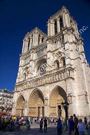 Visitors at the Notre Dame cathedral in Paris, France.