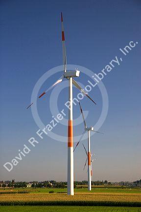 Commercial power generating windmills in northern Belgium south of Rotterdam, Holland.