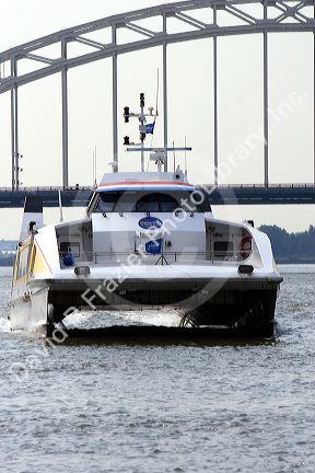 Ferry boat on the Nieuwe Maas river at Rotterdam, Netherlands.