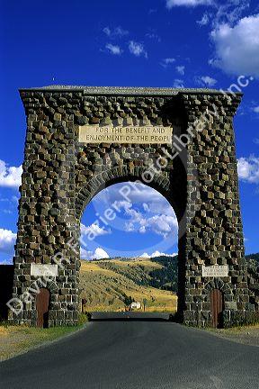 The original entrance to Yellowstone National Park at Gardner, Montana.