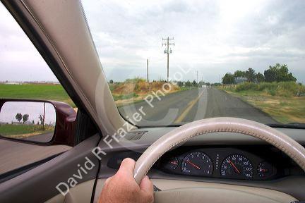 Driving on a rural road in Idaho.