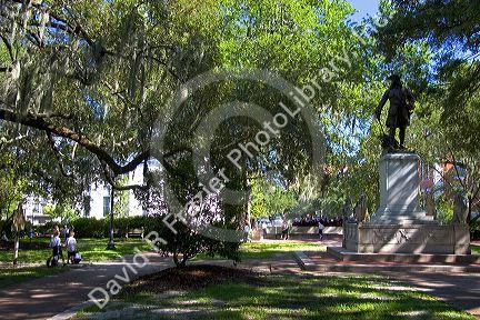 Bronze statue of General James Oglethorpe in Chippewa Square in Savannah, Georgia.