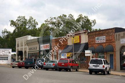 Storefronts in the small town of Greenville, Georgia.