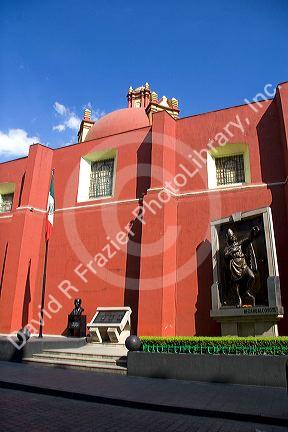 The rear exterior of the Palacio de Mineria in Mexico City, Mexico.
