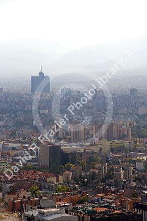 Smog, air pollution in Mexico City, Mexico.