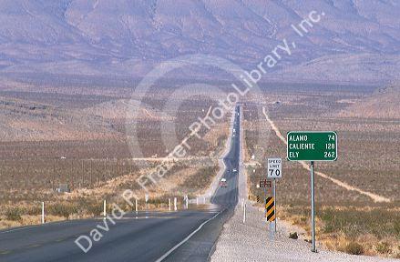 Automobiles traveling on US 93 near Las Vegas, Nevada.