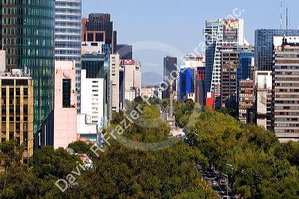 View of the Paseo de la Reforma in Mexico City, Mexico.