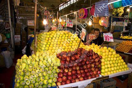 Produce being sold at the Merced Market in Mexico City, Mexico.