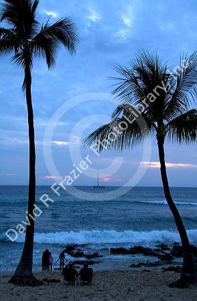 Sunset on the Pacific Ocean off the coast of the Big Island of Hawaii.