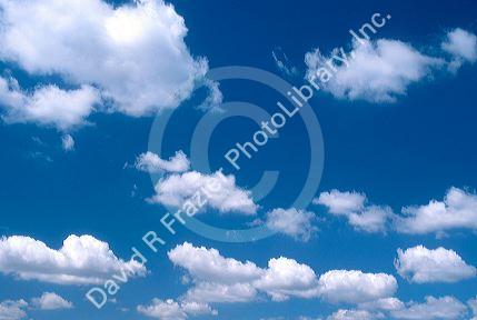 Cumulus clouds in a blue sky.