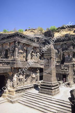 Ellora Cave carvings in India.  Everything is carved from a single rock face.