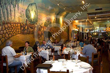 People dine at a restaurant in Buenos Aires, Argentina.
