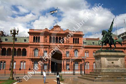 The Casa Rosada located on the eastern end of the Plaza de Mayo in Buenos Aires, Argentina.