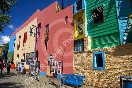 Colorful buildings in the La Boca barrio of Buenos Aires, Argentina.