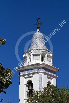 The steeple atop the Basilica Nuestra Senora del Pilar located in the Recoleta barrio of Buenos Aires, Argentina.