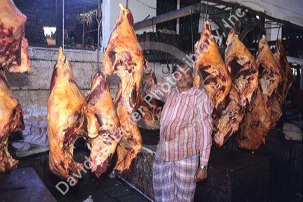 Butcher shop in Bombay, India.