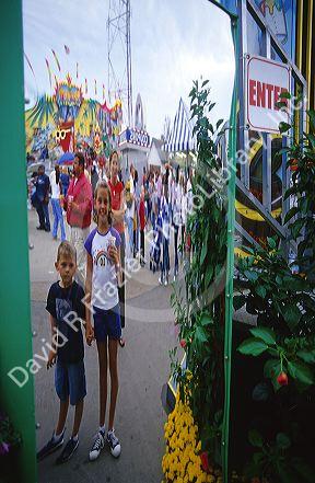 Fun house mirror at the Texas State Fair held in Dallas, Texas.