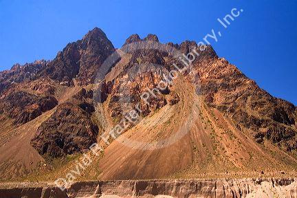Alluvial fan caused by erosion in the Andes Mountain Range in Argentina.