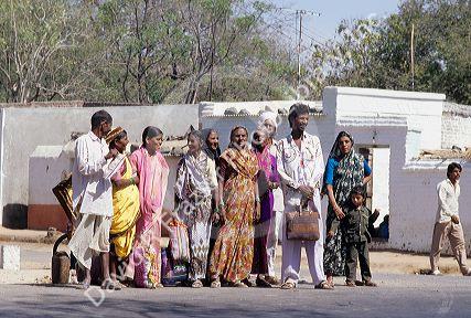 Indians waiting for bus in Plains village near Aurangabad, India.