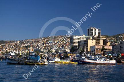The Port and city of Valparaiso, Chile.