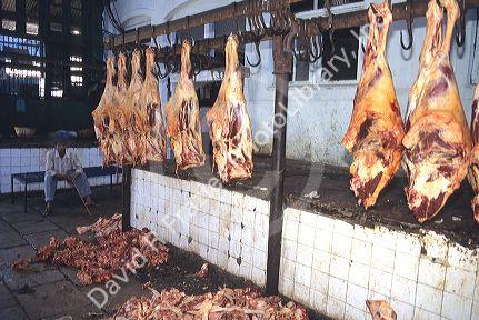 Butcher shop in Bombay, India.