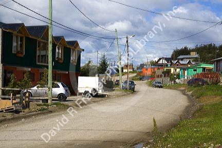 Housing at Ushuaia on the island of Tierra del Fuego, Argentina.