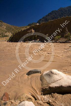 Mendoza River in the Andes Mountain Range, Argentina.