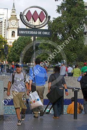 The Universidad de Chile station of the Santiago Metro system, Chile.