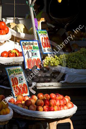 Produce stand in Santiago, Chile.