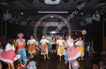 Tarantella dancers perform in a night club at Sorrento, Italy.