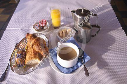 A french breakfast, petite dejeuner in Paris, France.
