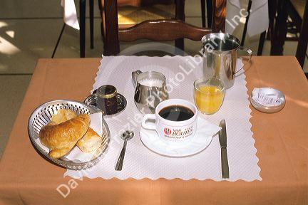 A french breakfast, petite dejeuner in Paris, France.