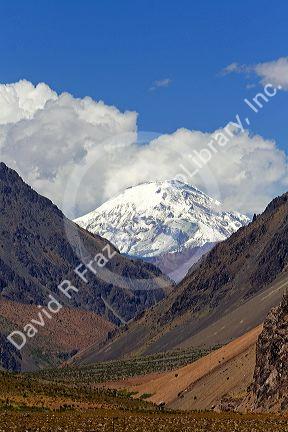 Snowy peak in the Andes Mountain Range near the border of Chile in Argentina.