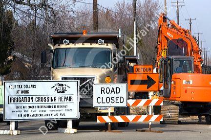 Road closed for construction in Boise, Idaho.