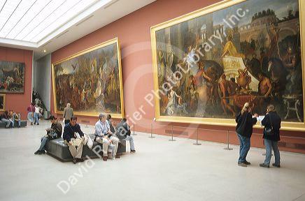Visitors at The Louvre in Paris, France.