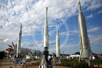 Rocket Garden at the Kennedy Space Center Visitor Complex in Cape Canaveral, Florida.