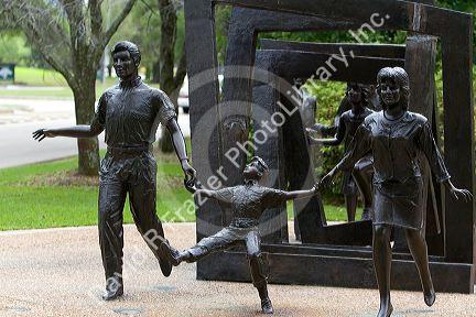 Public art bronze sculpture named Cancer, There is Hope by Victor Salmones in the northwest edge of Hermann Park in Houston, Texas.