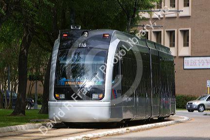 METRORail Red Line light rail in Houston, Texas.