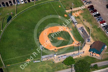 Aerial view of a baseball field in Houston, Texas.