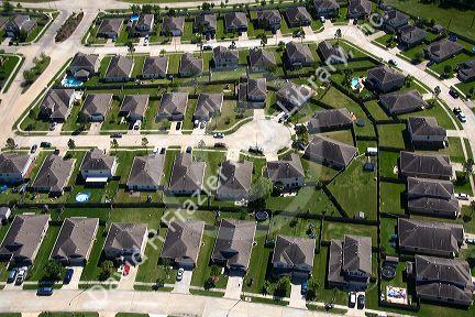 Aerial view of a suburban subdivision near Houston, Texas.